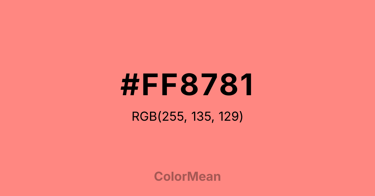 Color swatch image showing #FF8781 with RGB(255,135,129) values
