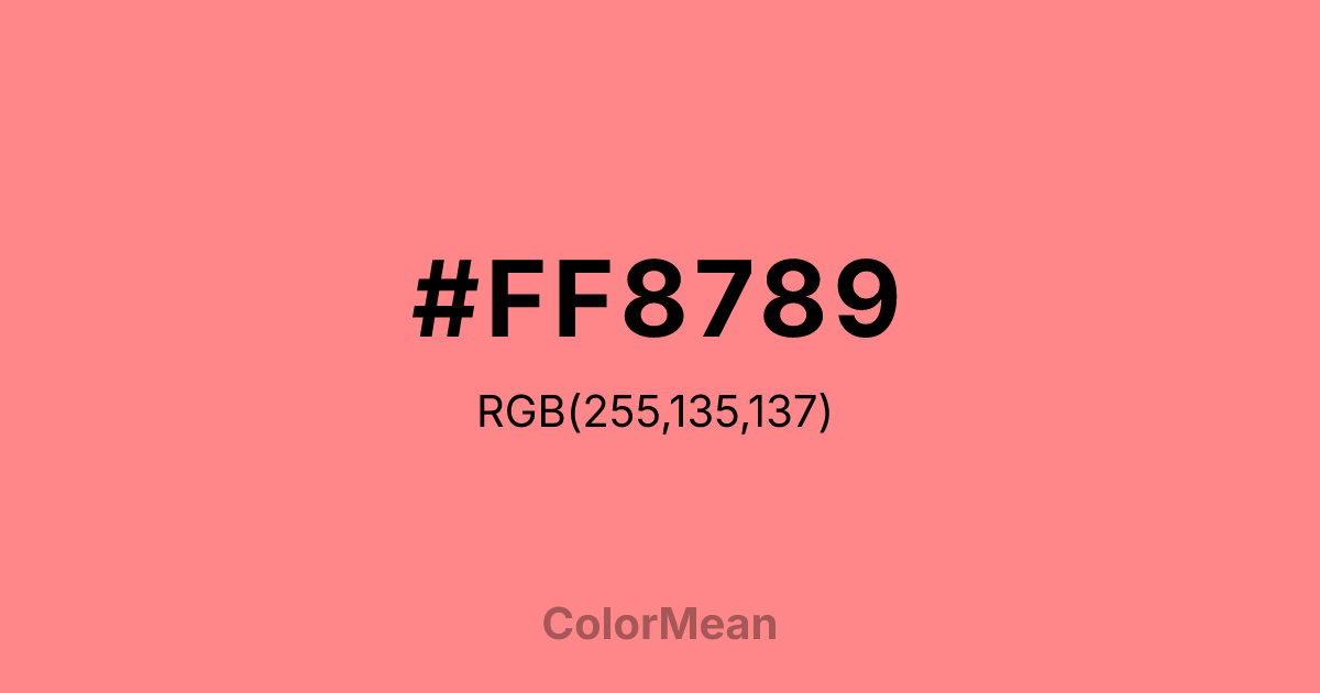 Color swatch image showing #FF8789 with RGB(255,135,137) values
