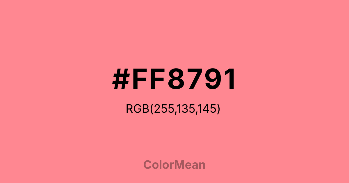 Color swatch image showing #FF8791 with RGB(255,135,145) values