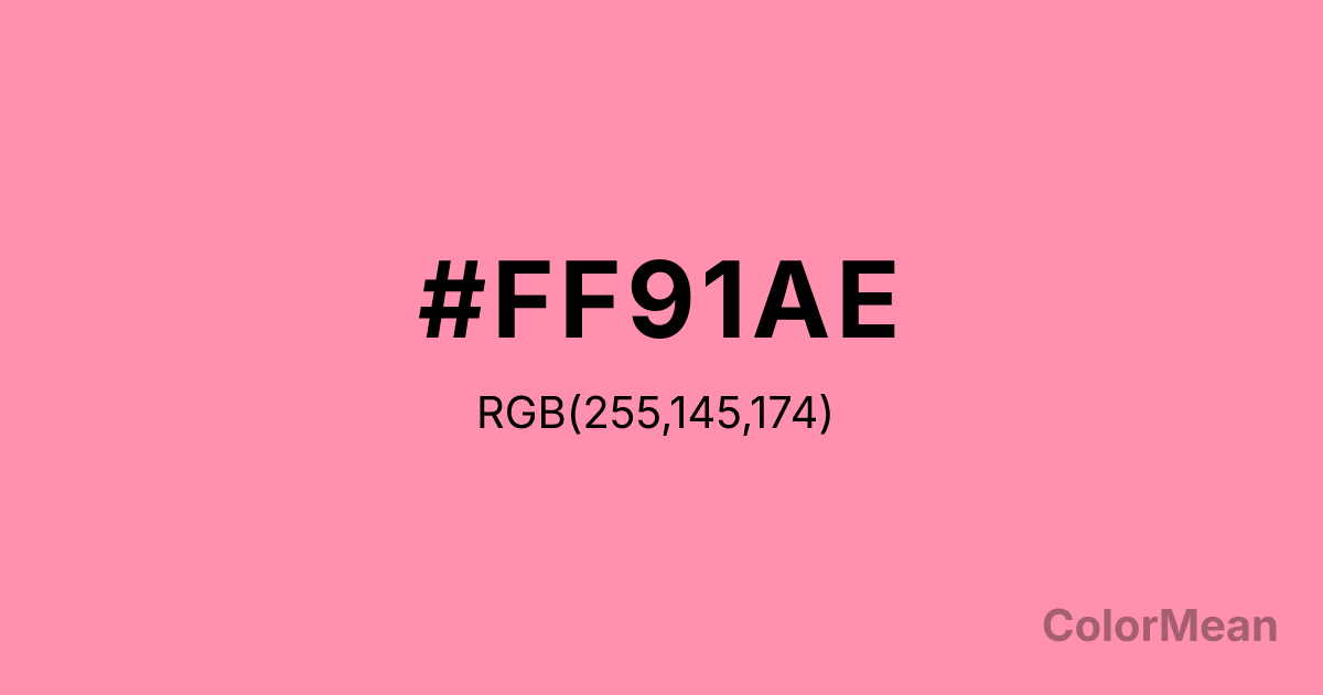 Color swatch image showing #FF91AE with RGB(255,145,174) values