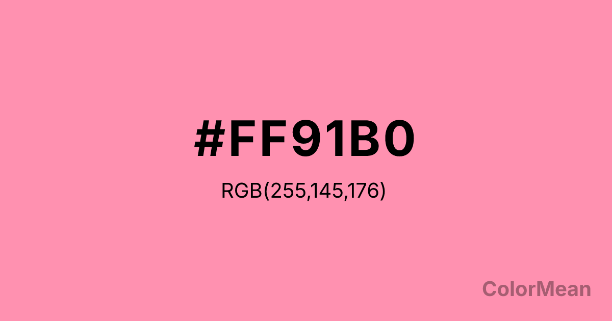 Color swatch image showing #FF91B0 with RGB(255,145,176) values
