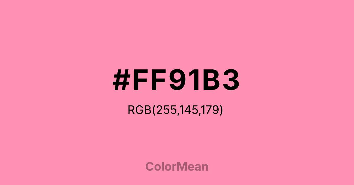 Color swatch image showing #FF91B3 with RGB(255,145,179) values