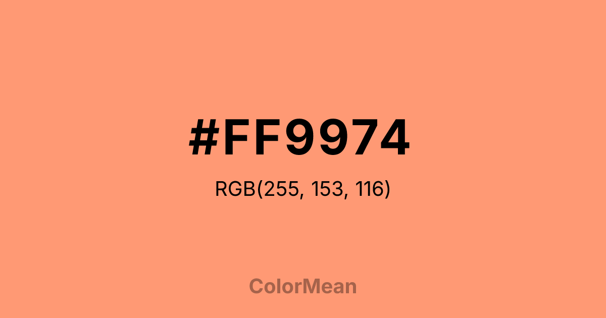 Color swatch image showing #FF9974 with RGB(255,153,116) values