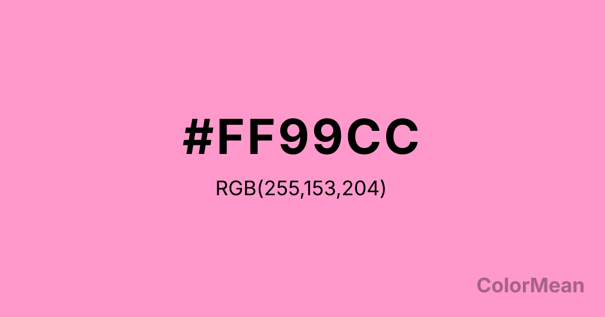 Color swatch image showing Pale Magenta-Pink (#FF99CC) with RGB(255,153,204) values