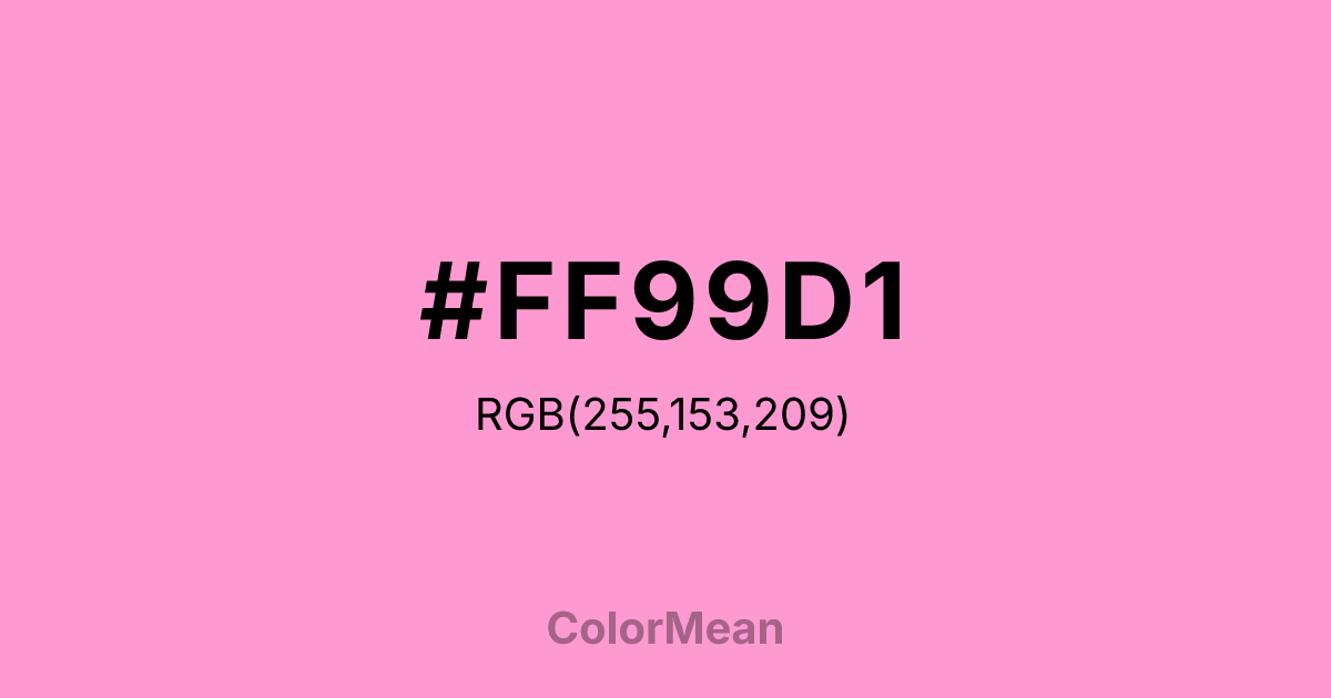 Color swatch image showing #FF99D1 with RGB(255,153,209) values