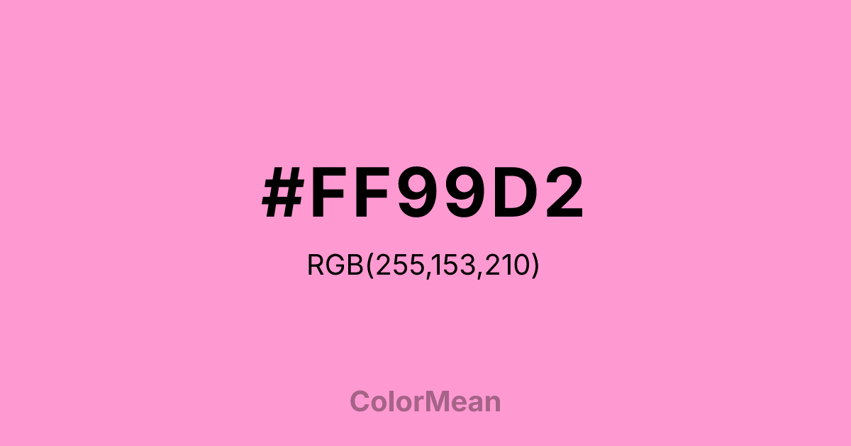 Color swatch image showing #FF99D2 with RGB(255,153,210) values