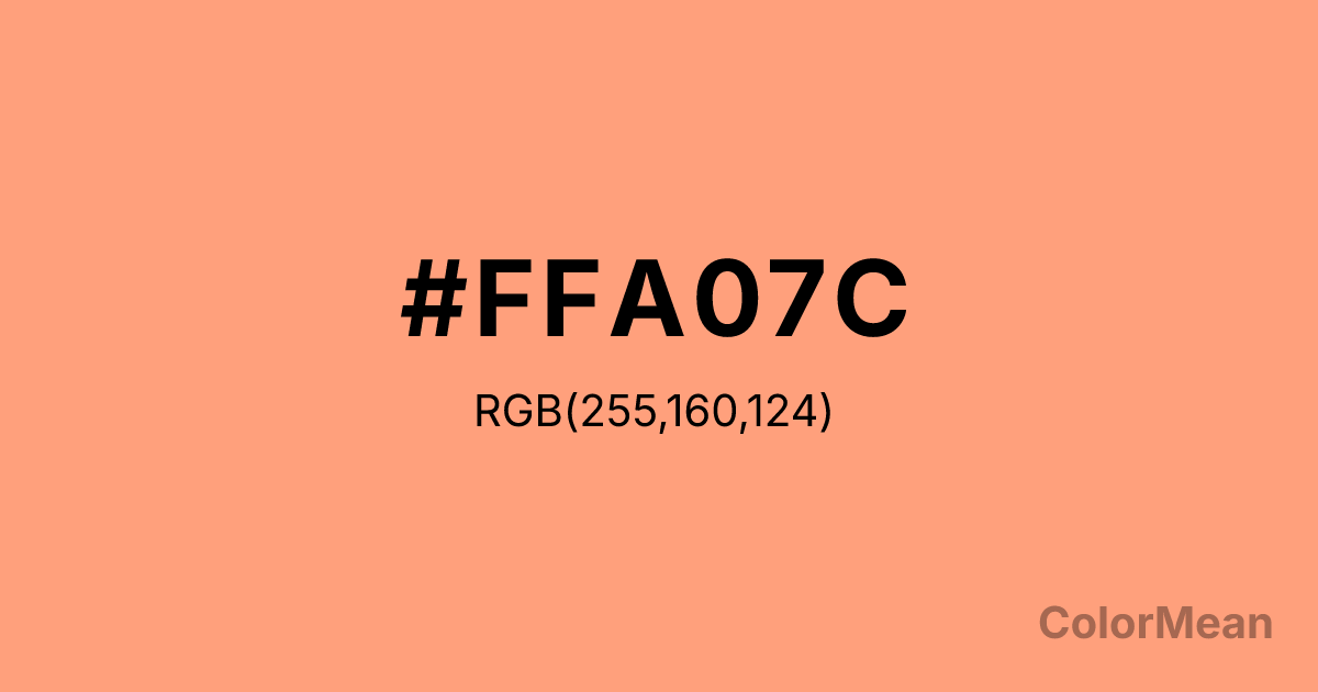 Color swatch image showing #FFA07C with RGB(255,160,124) values