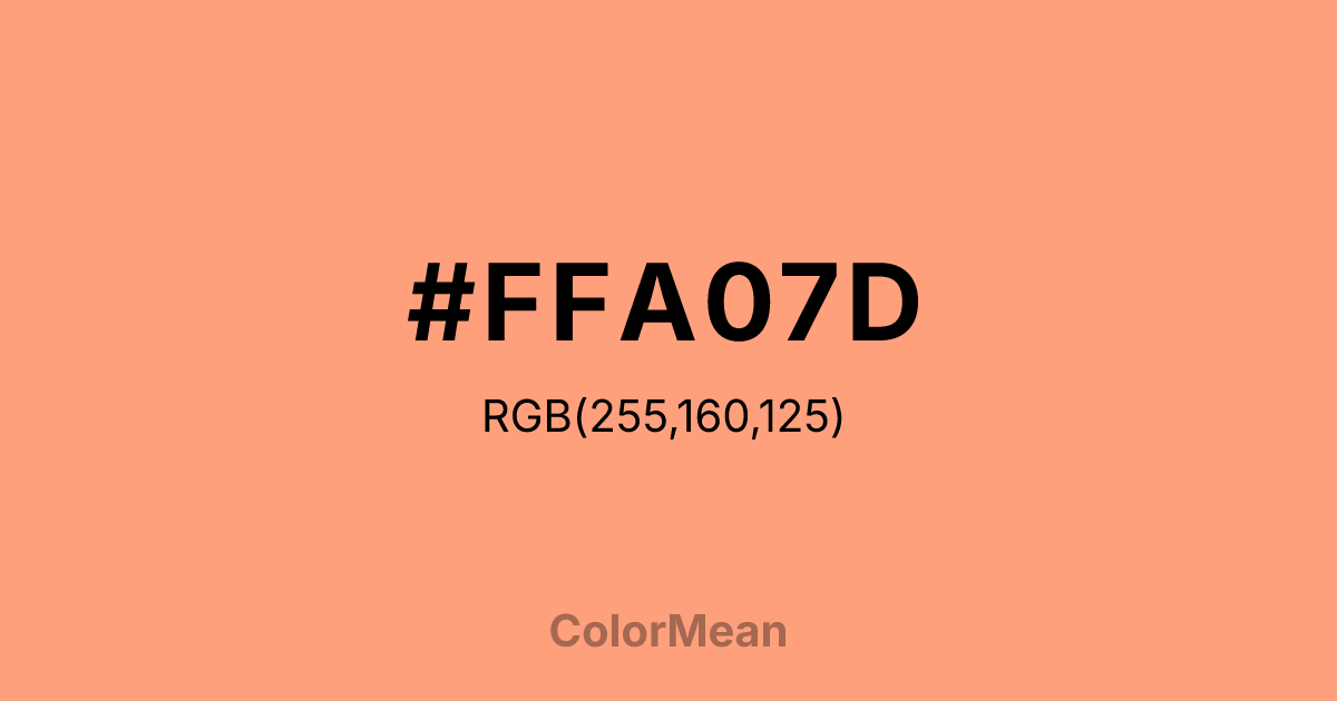 Color swatch image showing #FFA07D with RGB(255,160,125) values