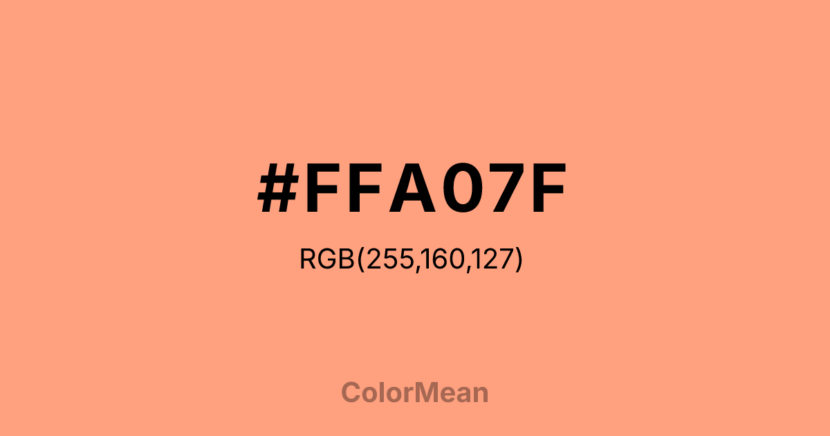 Color swatch image showing #FFA07F with RGB(255,160,127) values
