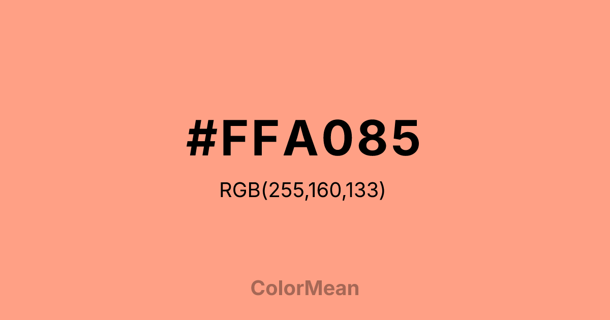 Color swatch image showing #FFA085 with RGB(255,160,133) values