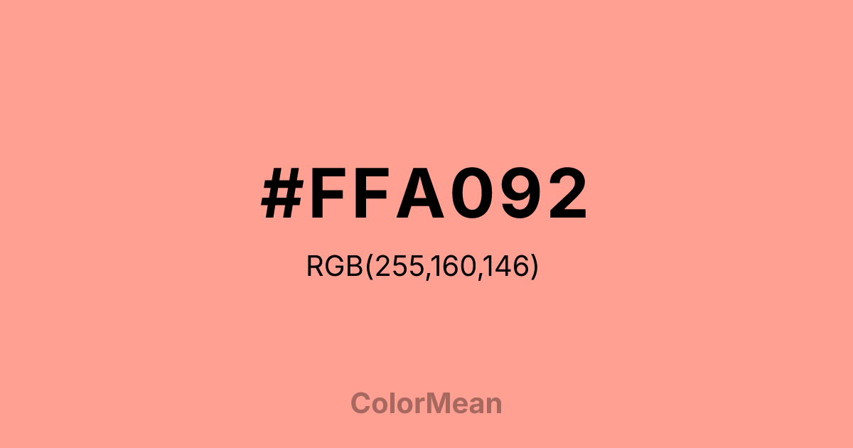 Color swatch image showing #FFA092 with RGB(255,160,146) values