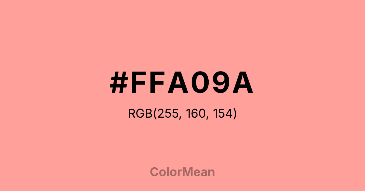 Color swatch image showing #FFA09A with RGB(255,160,154) values