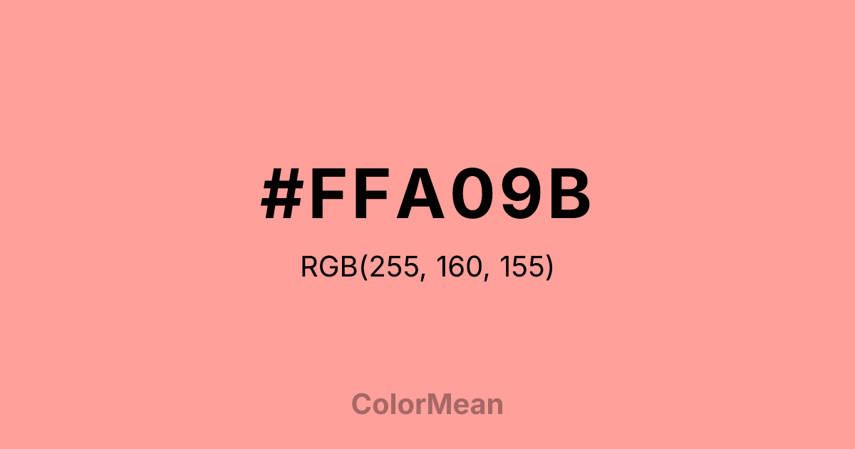 Color swatch image showing #FFA09B with RGB(255,160,155) values