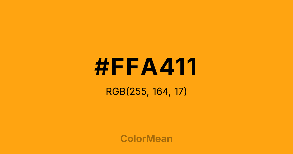 Color swatch image showing #FFA411 with RGB(255,164,17) values