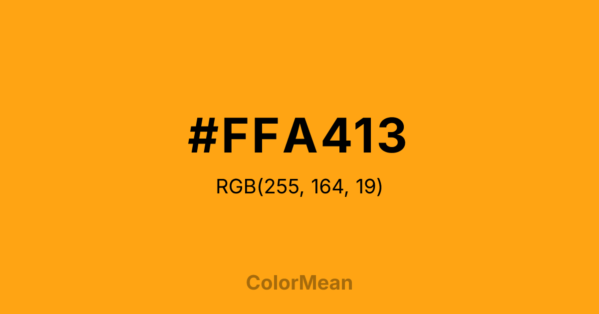 Color swatch image showing #FFA413 with RGB(255,164,19) values