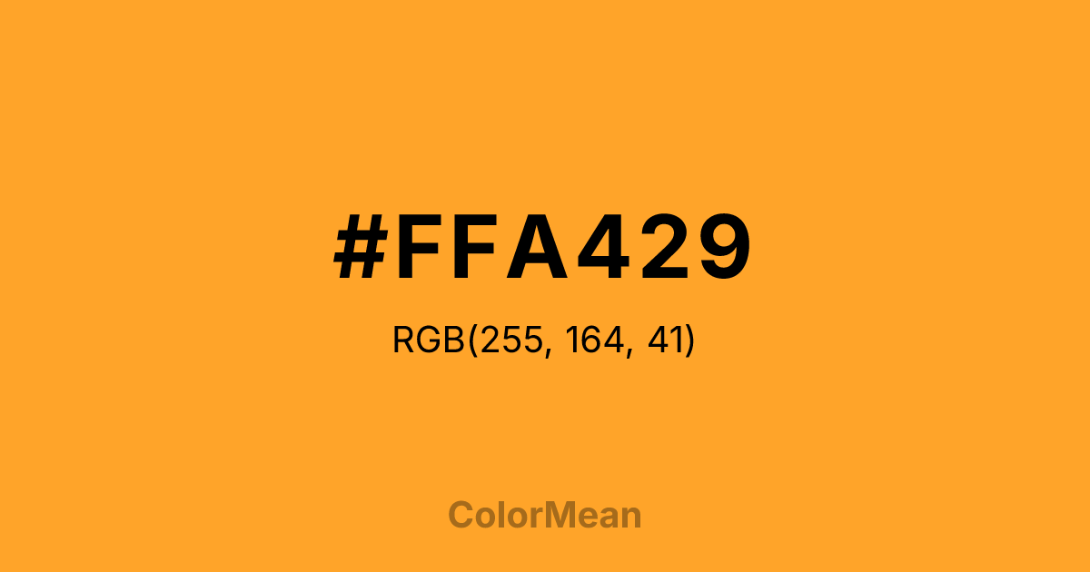 Color swatch image showing #FFA429 with RGB(255,164,41) values