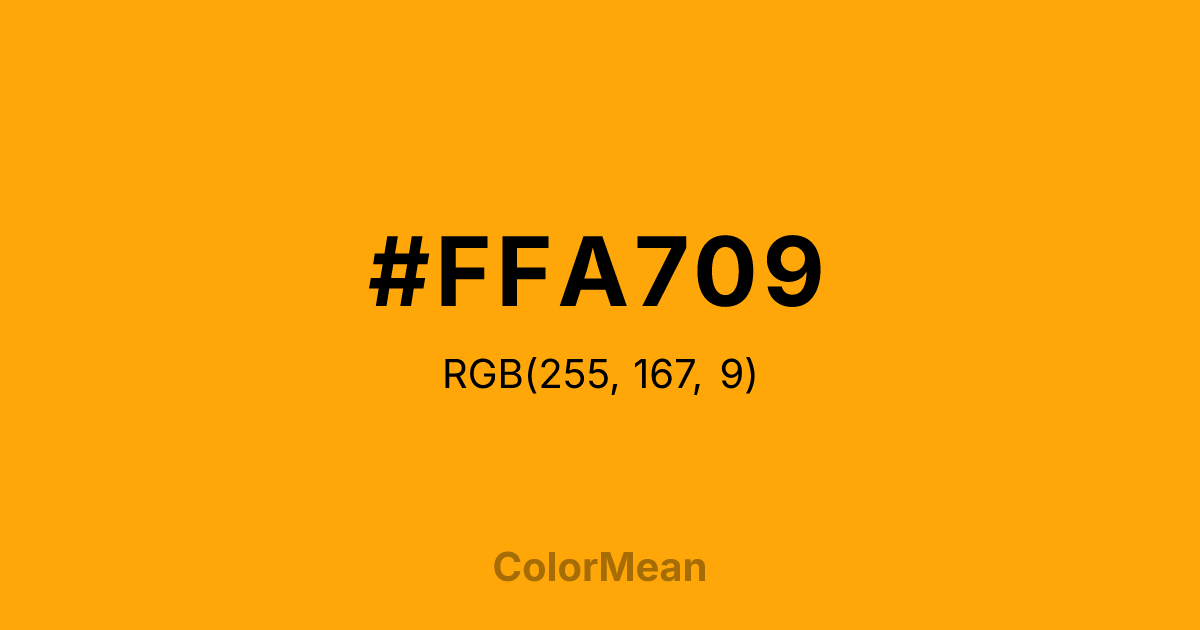 Color swatch image showing #FFA709 with RGB(255,167,9) values