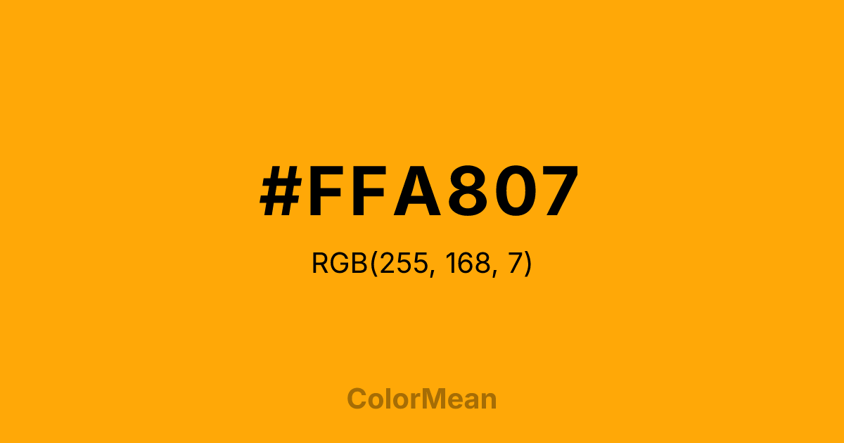 Color swatch image showing #FFA807 with RGB(255,168,7) values