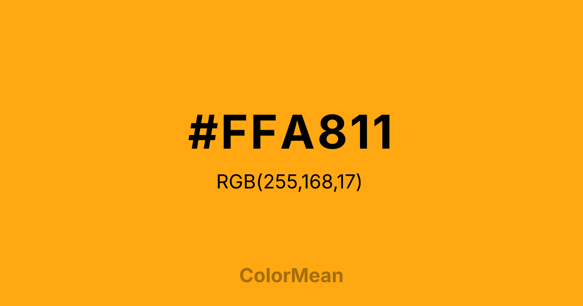 Color swatch image showing #FFA811 with RGB(255,168,17) values