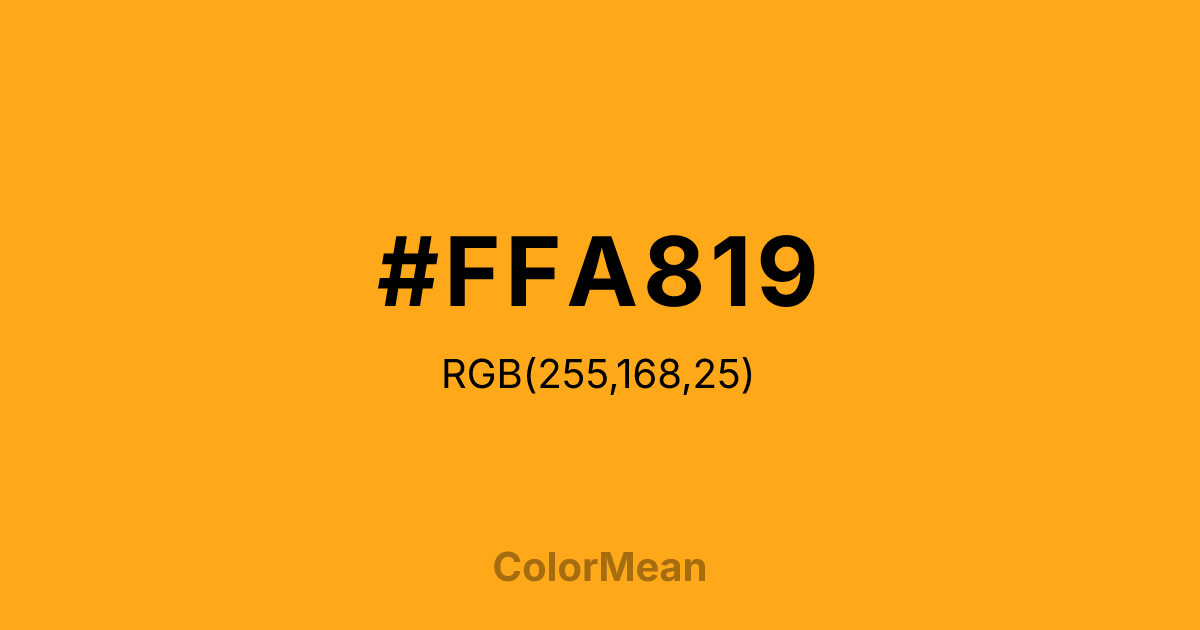Color swatch image showing #FFA819 with RGB(255,168,25) values