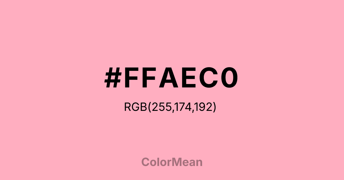Color swatch image showing #FFAEC0 with RGB(255,174,192) values