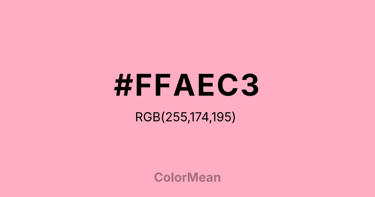 Color swatch image showing #FFAEC3 with RGB(255,174,195) values