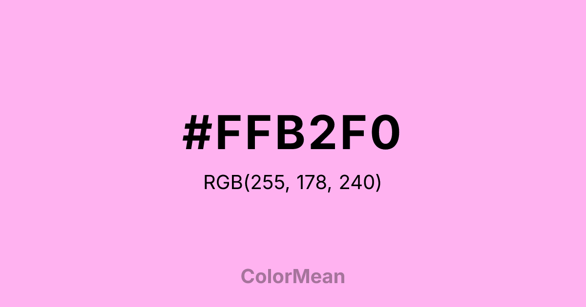 Color swatch image showing #FFB2F0 with RGB(255,178,240) values