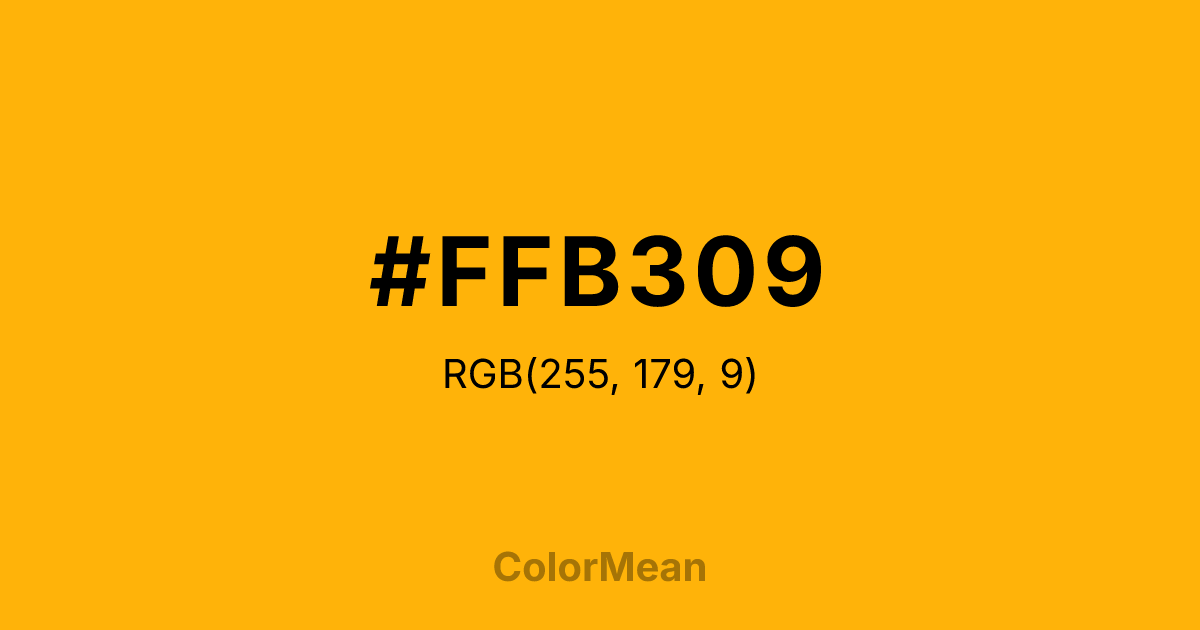 Color swatch image showing #FFB309 with RGB(255,179,9) values