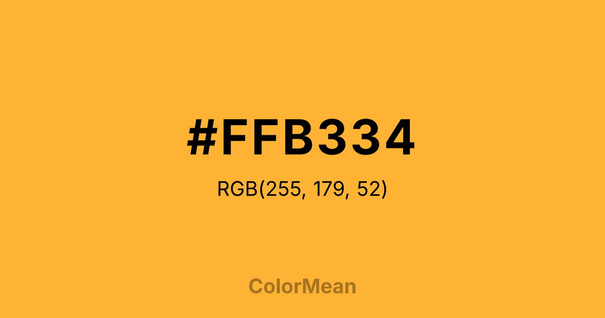 Color swatch image showing #FFB334 with RGB(255,179,52) values