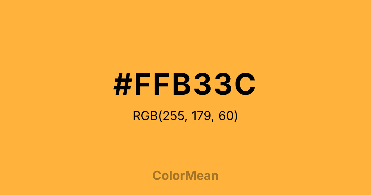 Color swatch image showing #FFB33C with RGB(255,179,60) values