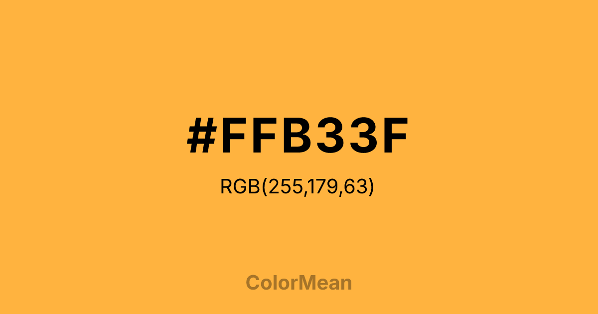 Color swatch image showing #FFB33F with RGB(255,179,63) values