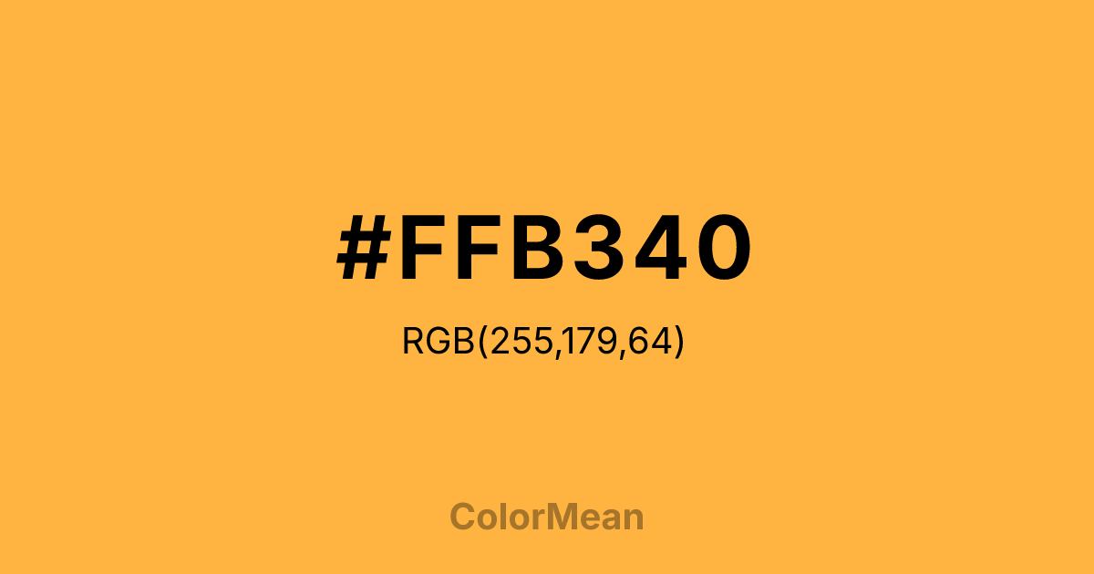 Color swatch image showing #FFB340 with RGB(255,179,64) values