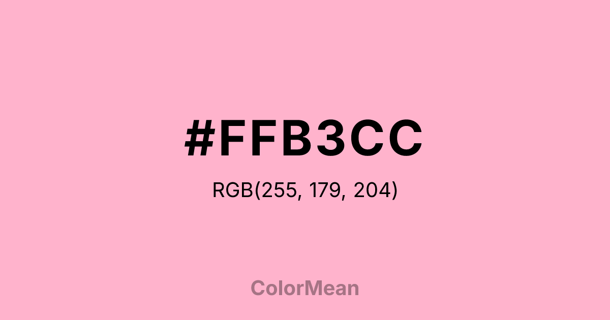 Color swatch image showing #FFB3CC with RGB(255,179,204) values