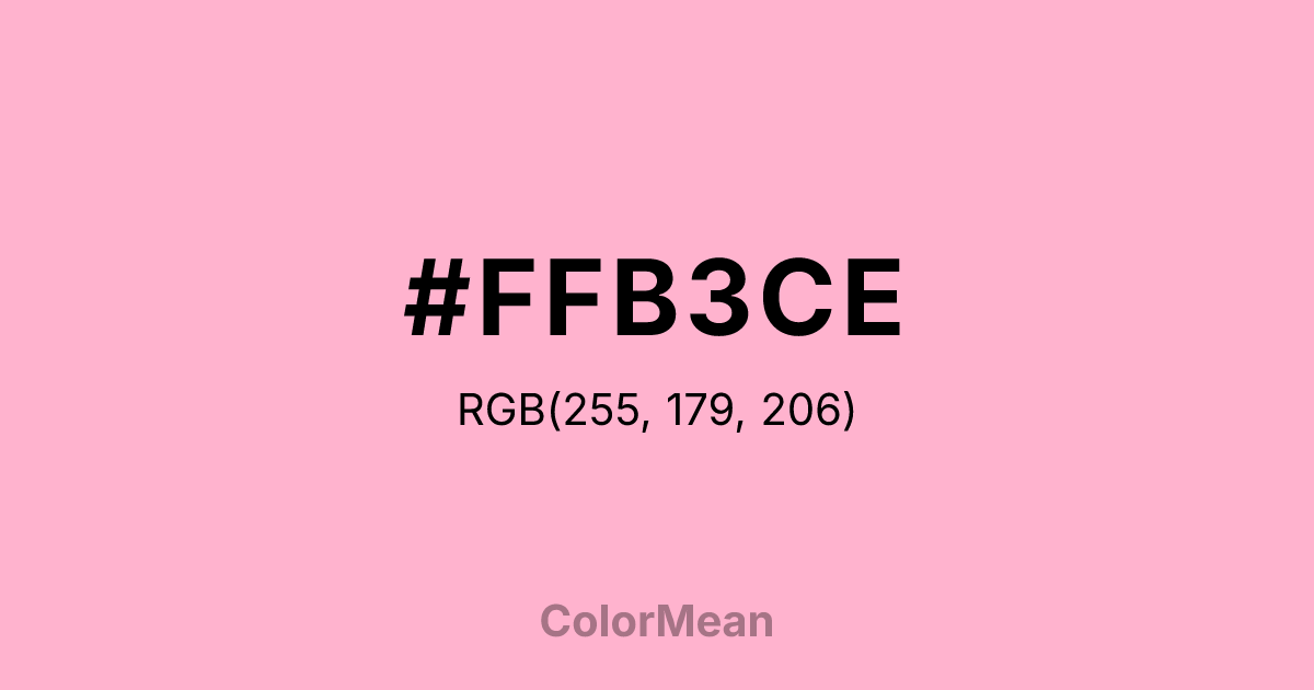 Color swatch image showing #FFB3CE with RGB(255,179,206) values