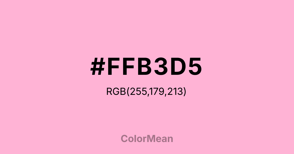 Color swatch image showing #FFB3D5 with RGB(255,179,213) values