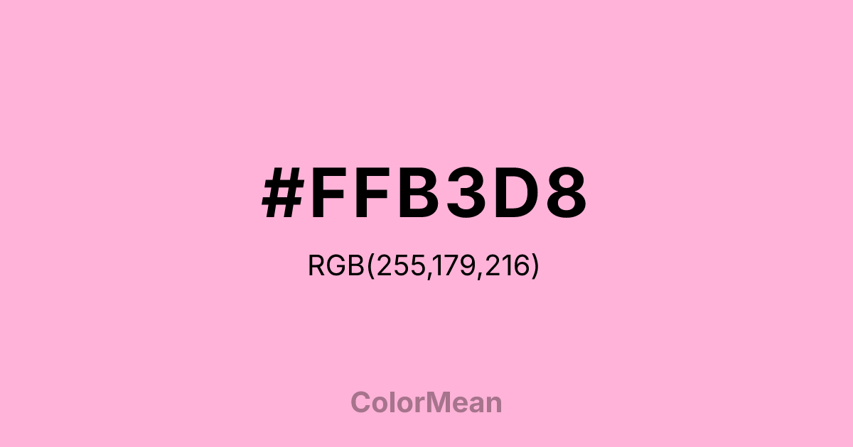 Color swatch image showing #FFB3D8 with RGB(255,179,216) values