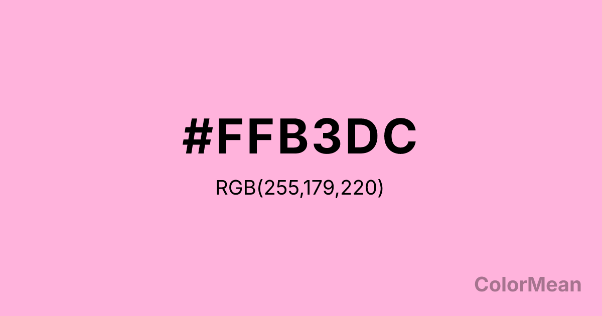Color swatch image showing #FFB3DC with RGB(255,179,220) values