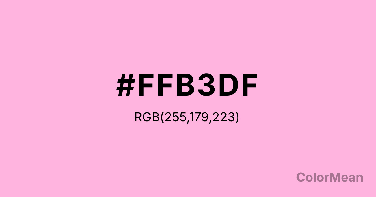 Color swatch image showing #FFB3DF with RGB(255,179,223) values