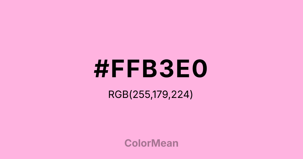 Color swatch image showing #FFB3E0 with RGB(255,179,224) values