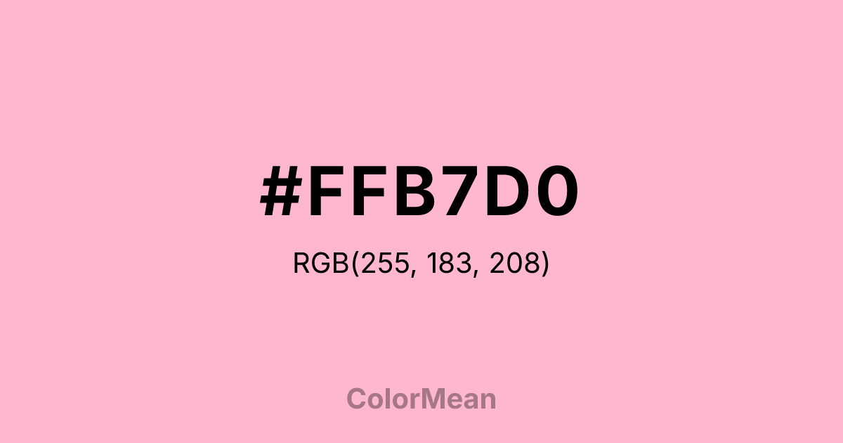 Color swatch image showing #FFB7D0 with RGB(255,183,208) values