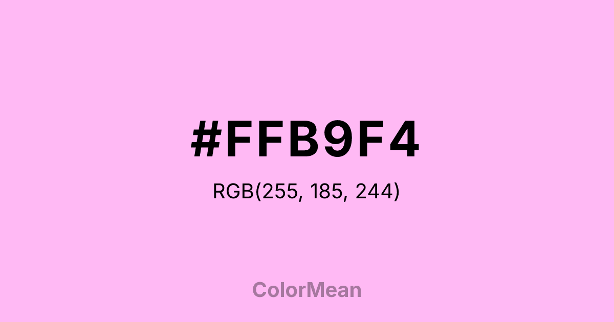 Color swatch image showing #FFB9F4 with RGB(255,185,244) values
