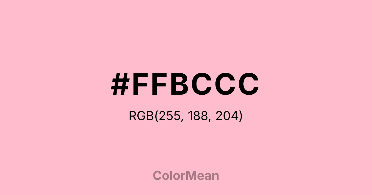 Color swatch image showing #FFBCCC with RGB(255,188,204) values