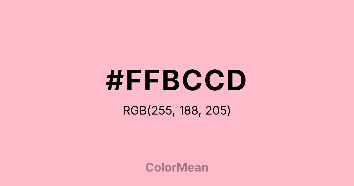 Color swatch image showing #FFBCCD with RGB(255,188,205) values