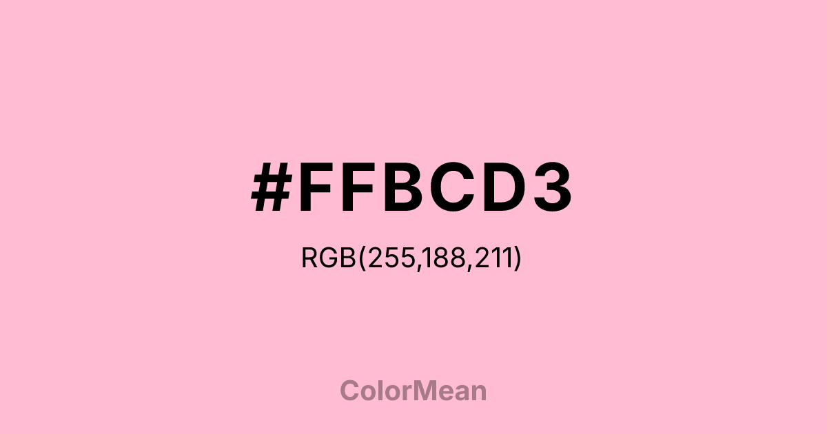 Color swatch image showing #FFBCD3 with RGB(255,188,211) values