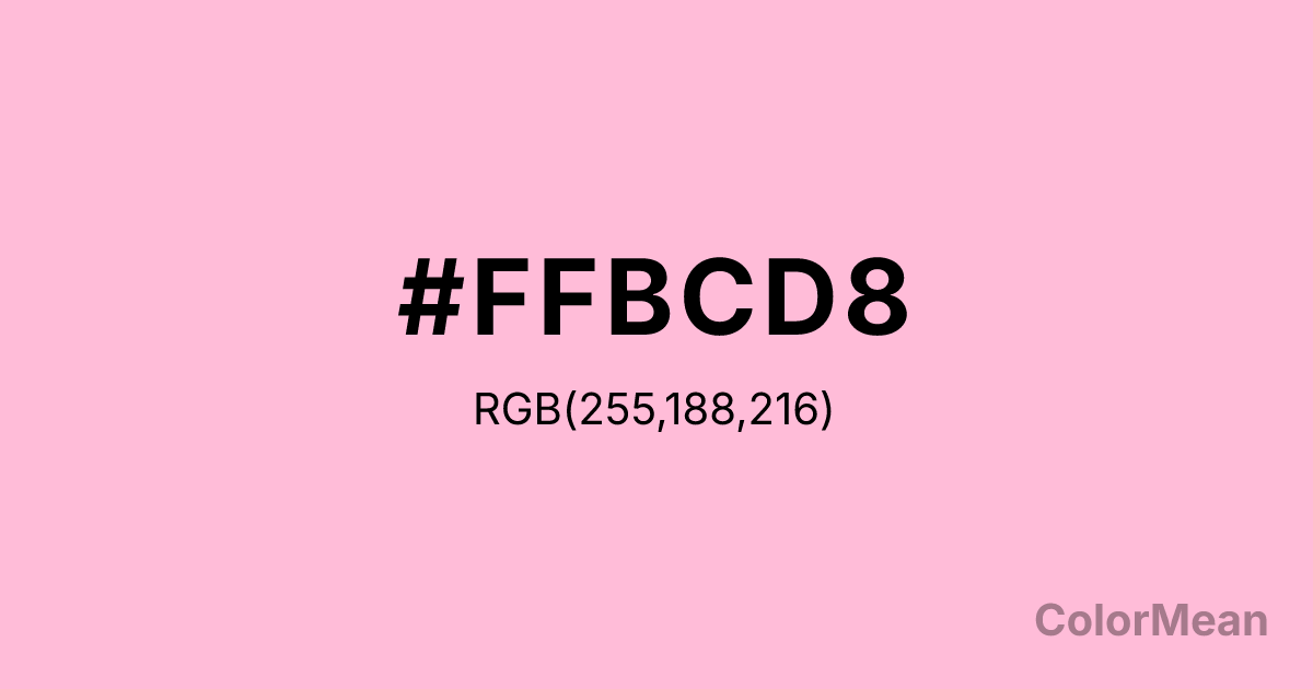 Color swatch image showing #FFBCD8 with RGB(255,188,216) values