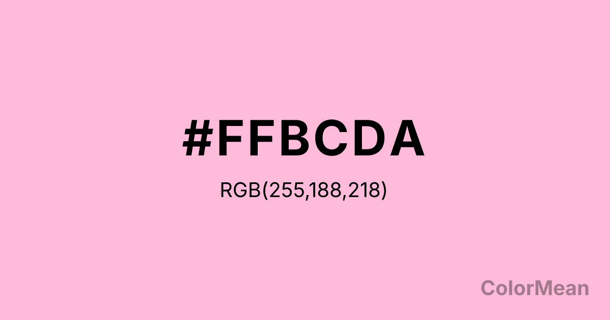 Color swatch image showing #FFBCDA with RGB(255,188,218) values