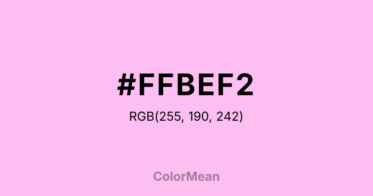 Color swatch image showing #FFBEF2 with RGB(255,190,242) values