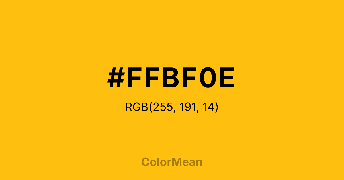 Color swatch image showing #FFBF0E with RGB(255,191,14) values
