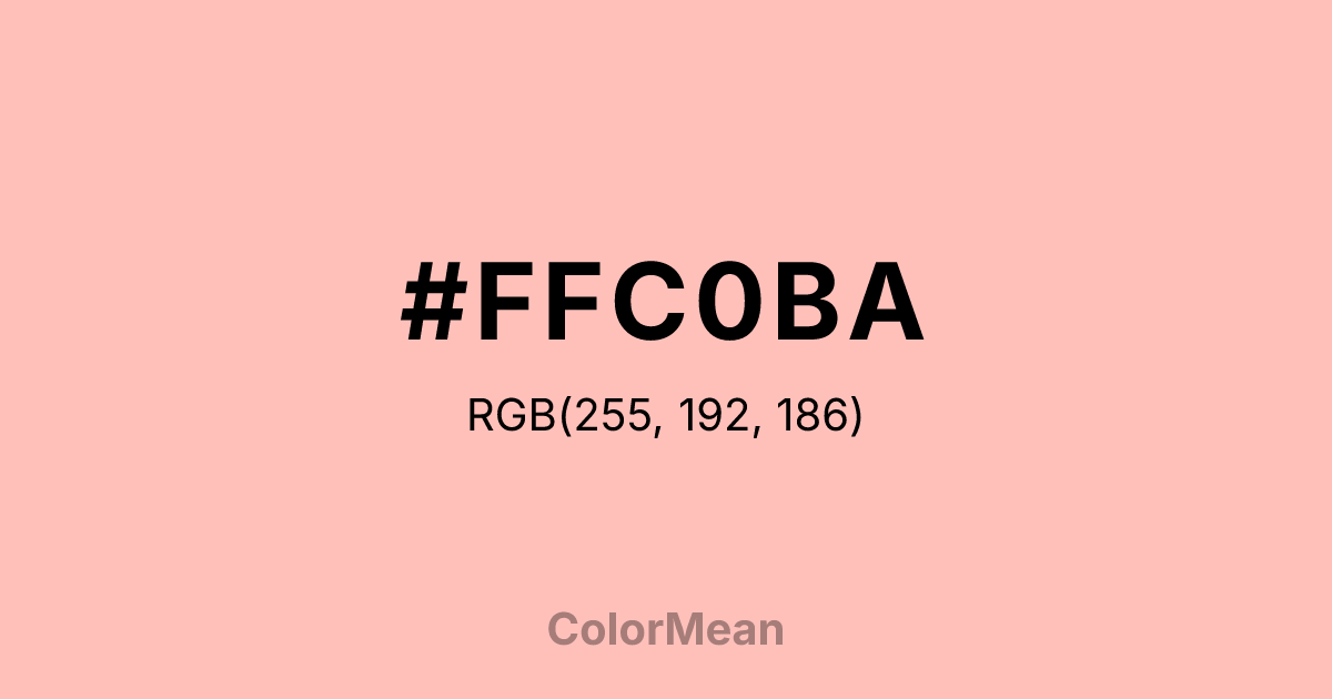 Color swatch image showing #FFC0BA with RGB(255,192,186) values