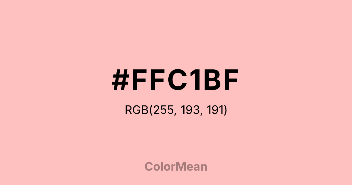 Color swatch image showing #FFC1BF with RGB(255,193,191) values